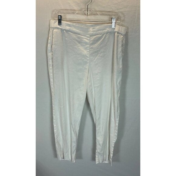 J Jill Linen Blend Capri Pants‎ Elastic Waist Large White Beach Coastal Summer - Picture 1 of 12